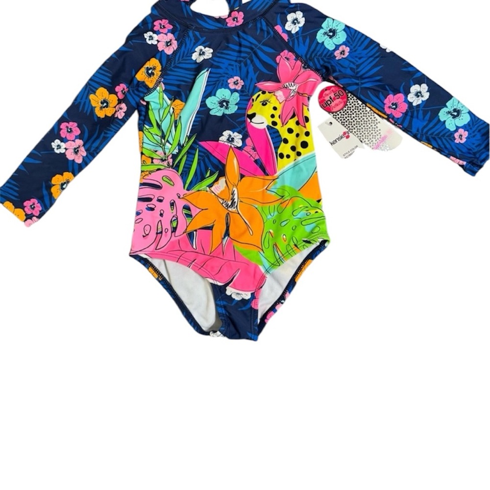 NWT! Kensie Girl One Piece Long Sleeve Swimsuit